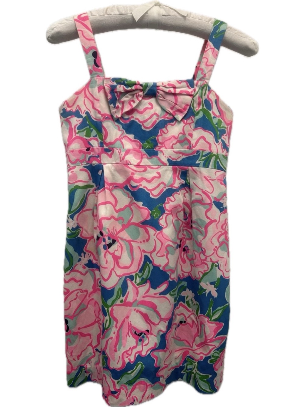 Lilly Pulitzer Lucky Charm Floral Dress Pink, Blue & Green with Bow Detail Girl